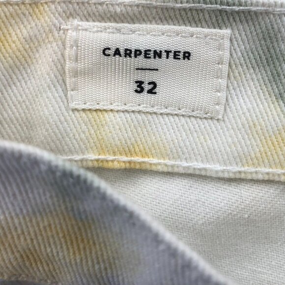 PacSun Mens Carpenter Pants 32 Yellow Cargo Tie-Dye Relaxed Fit Frayed Hem Y2K - Picture 4 of 13